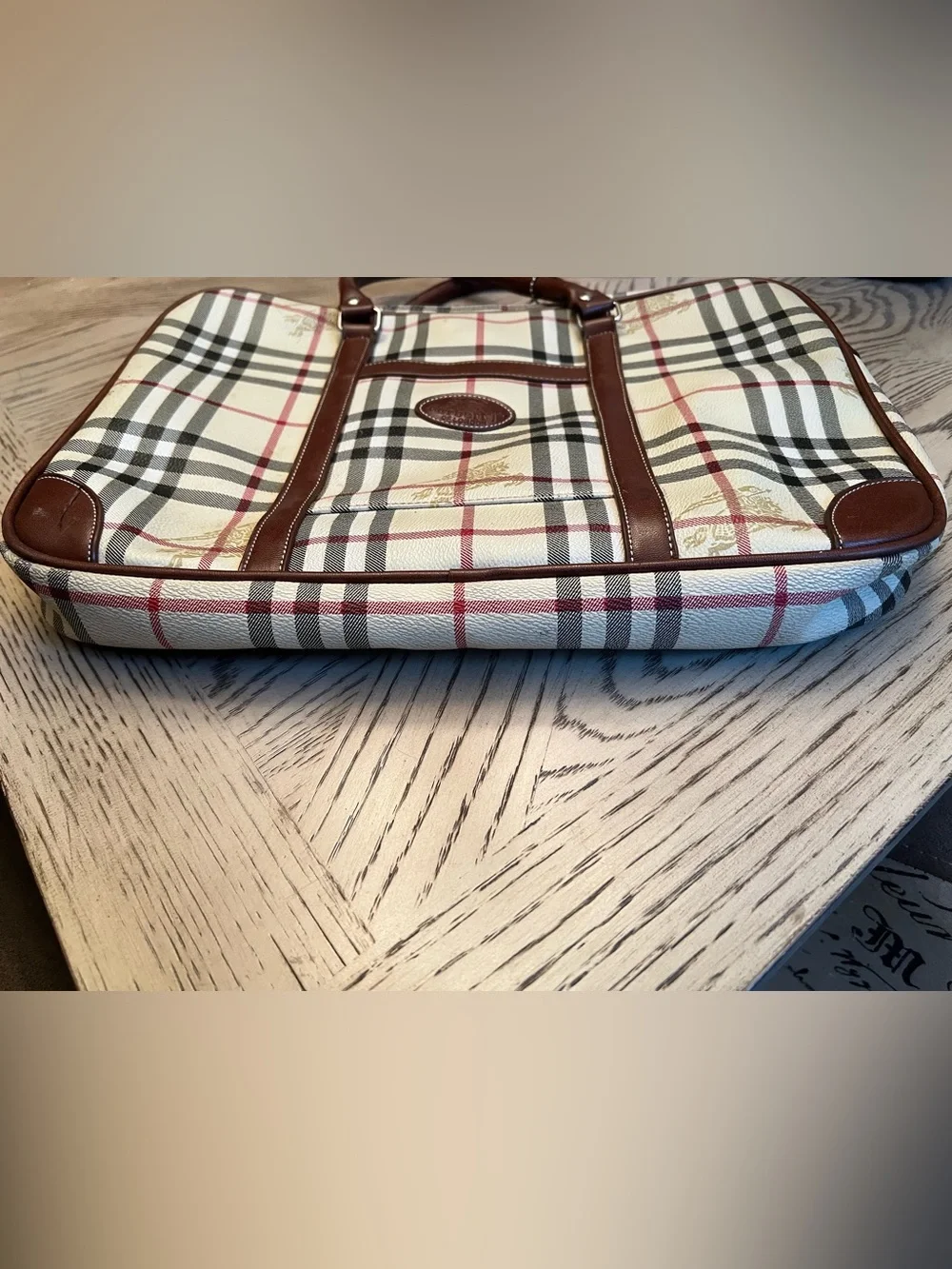 VINTAGE BURBERRY NOVA CHECK briefcase/laptop bag 14”x10”x 1 1/2”